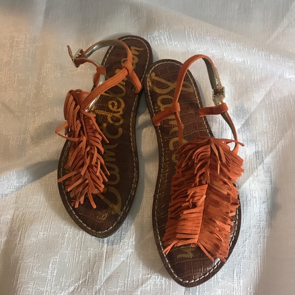 Sam Edelman Orange suede sandals sz 6.5 NBW - Picture 7 of 8